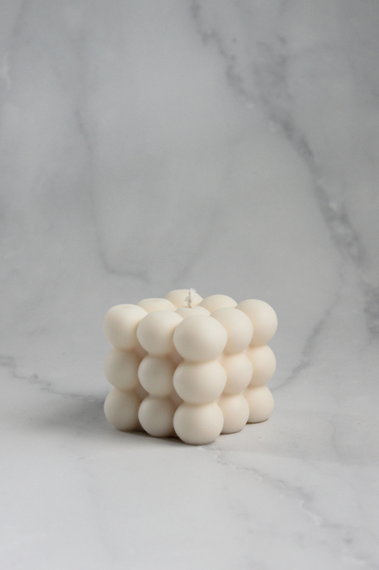 Sweet Dew Bubbly Candle with bold geometric bubble design, handcrafted from natural soy wax in New Zealand